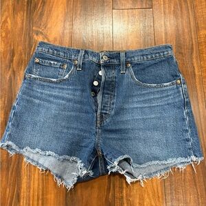 Levi's Blue Distressed Jean Shorts